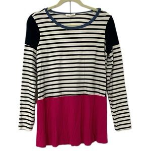 Peach Love California Striped Colorblock Long Sleeve Shirt